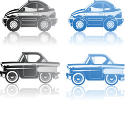 A Vector  illustration of modern coupe and Classic Car.