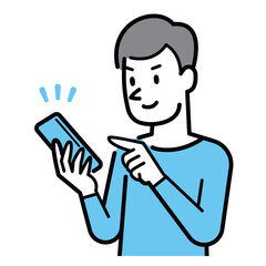 スマホを操作する男性のイラスト