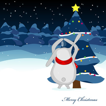 Christmas card with rabbit