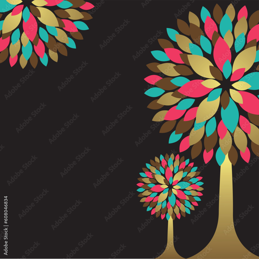 Poster card design with stylized trees and text. vector illustration card design with stylized trees and te