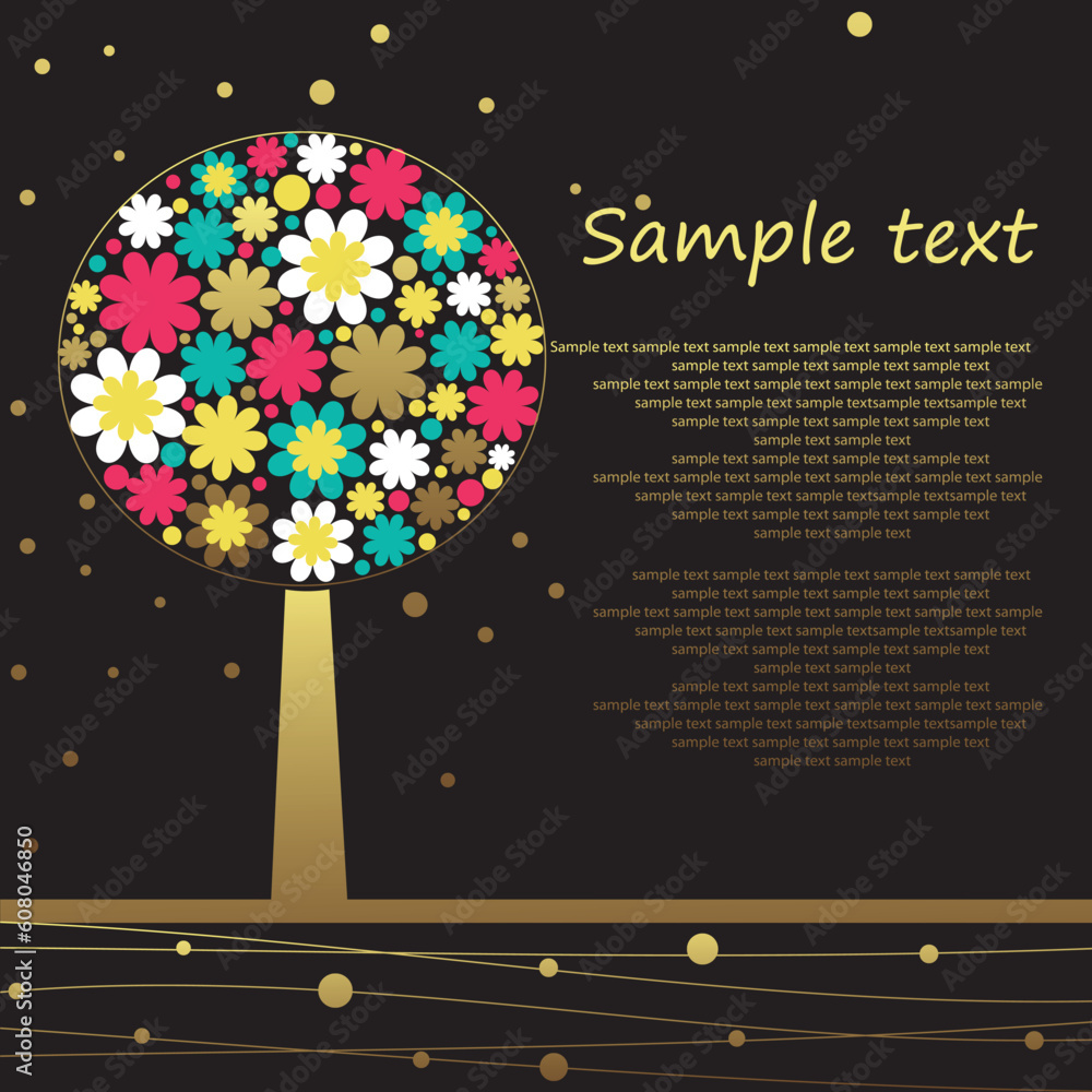 Poster card design with stylized trees and text. vector illustration card design with stylized trees and te