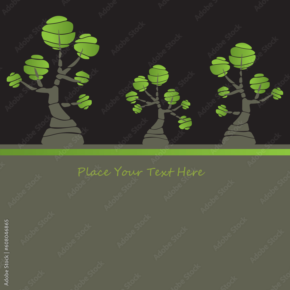 Poster card design with stylized trees and text. vector illustration card design with stylized trees and te
