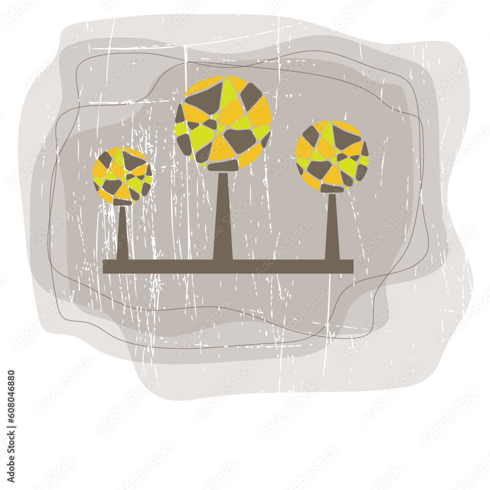 Poster card design with stylized trees and text. vector illustration card design with stylized trees and te