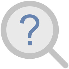 Magnifier and question mark, icon of FAQ