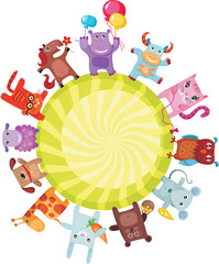 Naklejka premium vector illustration of a cute animals
