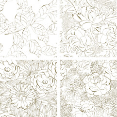 Set of seamless floral background