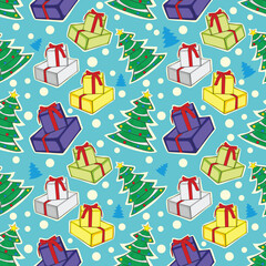 Fototapeta premium fully editable vector illustration seamless pattern with christmas items