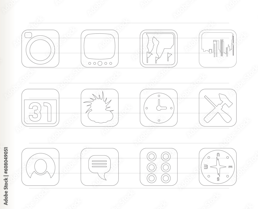 Poster mobile phone and computer icon - vector icon set