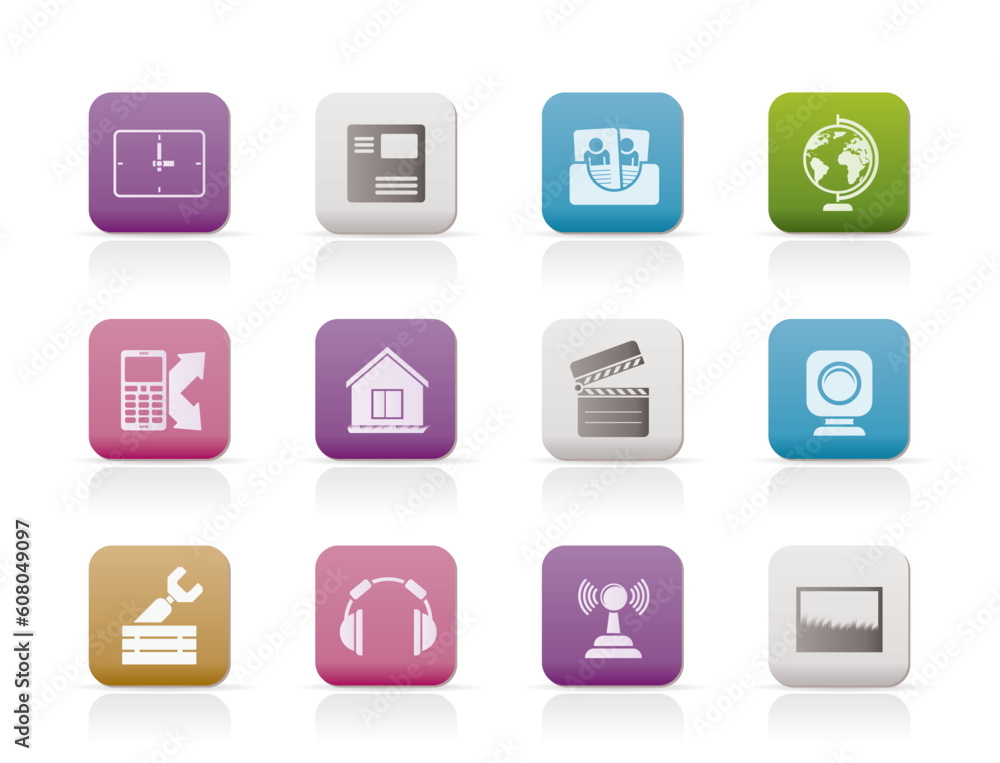 Poster mobile phone and computer icons - vector icon set