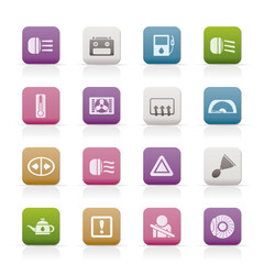 Car Dashboard - realistic vector icons set