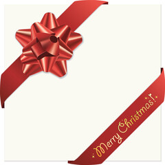 Christmas red bow and ribbons. Vector image.