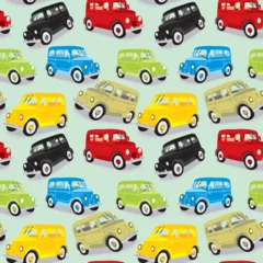 Stickers pour porte Course de voitures fully editable vector illustration seamless pattern isolated old cars