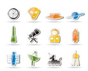 Simple Astronautics and Space Icons - Vector Icon Set 2