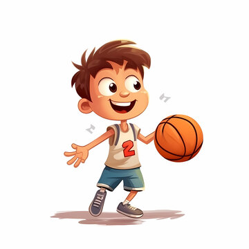 cartoon boy playing basket ball. Generative AI