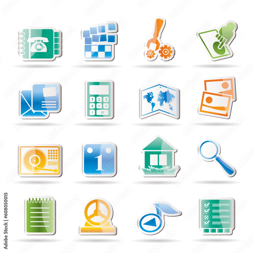 Poster mobile phone and computer icon - vector icon set