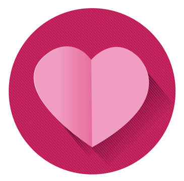 Modern flat design heart icon with long shadow effect