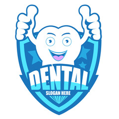 Cartoon Smiling tooth label.It's Happy smile concept.