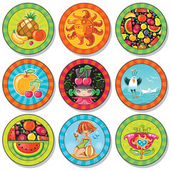 Set of summer vacation drink coasters