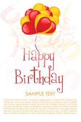 illustration of birthday card with bunch of balloon and text template
