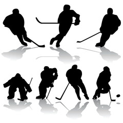 vector set of ice hockey players