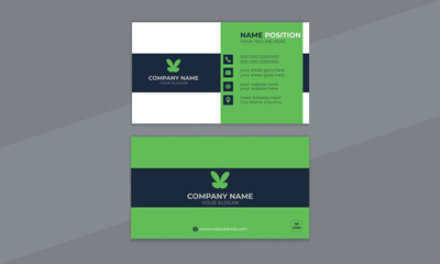 Modern business card template, Clean professional business card template with Green, dark green and white color, visiting card, business card template.