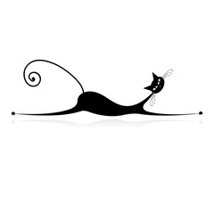 Graceful black cat silhouette for your design