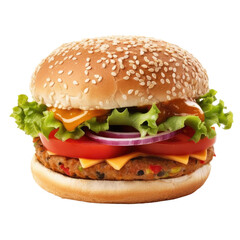 veggie burger isolated on a transparent background