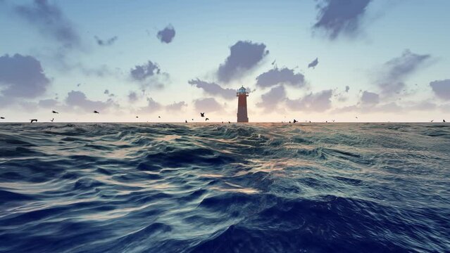 time-lapse photography of sea lighthouse.