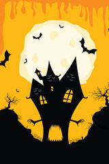 illustration of haunted halloween house