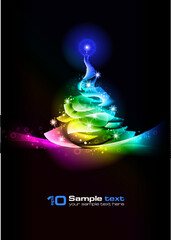 Abstract vector eps10 glowing background. Christmas tree.