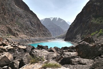 The Seven Lakes near the Uzbek border in Tajikistan - 608053229