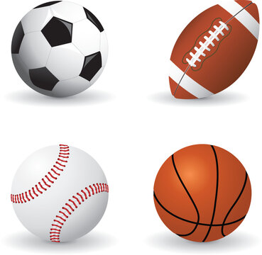 Set of detailed sports balls