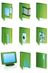 illustration of set of different folder icon on isolated background