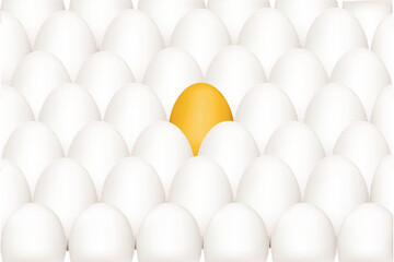 illustration of unique brown egg among white eggs