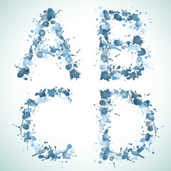 alphabet water drop ABCD, this  illustration may be useful  as designer work