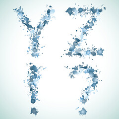 alphabet water drop YZ!?, this  illustration may be useful  as designer work