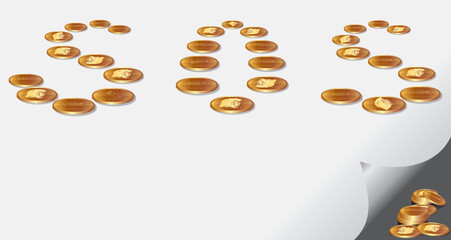 financial crisis sos coins vector illustration