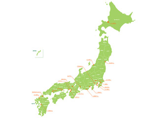 日本地図 県名 政令指定都市 ひらがなの地図