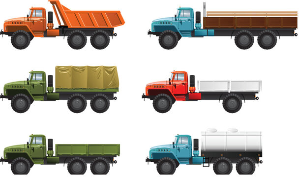 Vector color illustration of  military truck .  (Simple gradients only - no gradient mesh.)