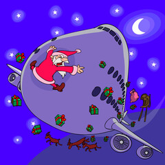 A sledge of Santa Claus is crashed by a plane