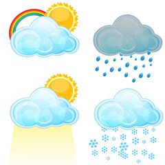 illustration of types of weather  on white background