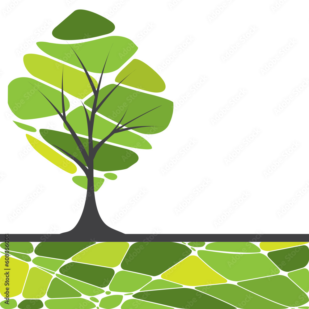 Poster card design with stylized trees and text. vector illustration card design with stylized trees and te