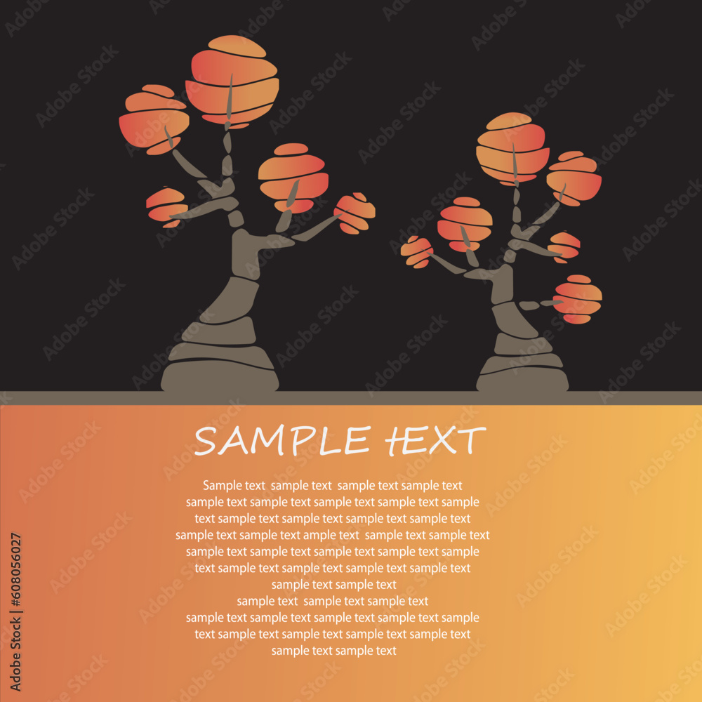 Poster card design with stylized trees and text. vector illustration card design with stylized trees and te