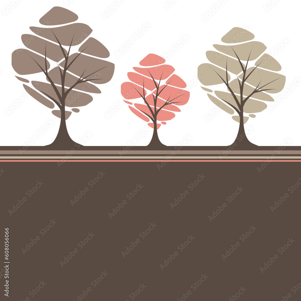 Poster card design with stylized trees and text. vector illustration card design with stylized trees and te