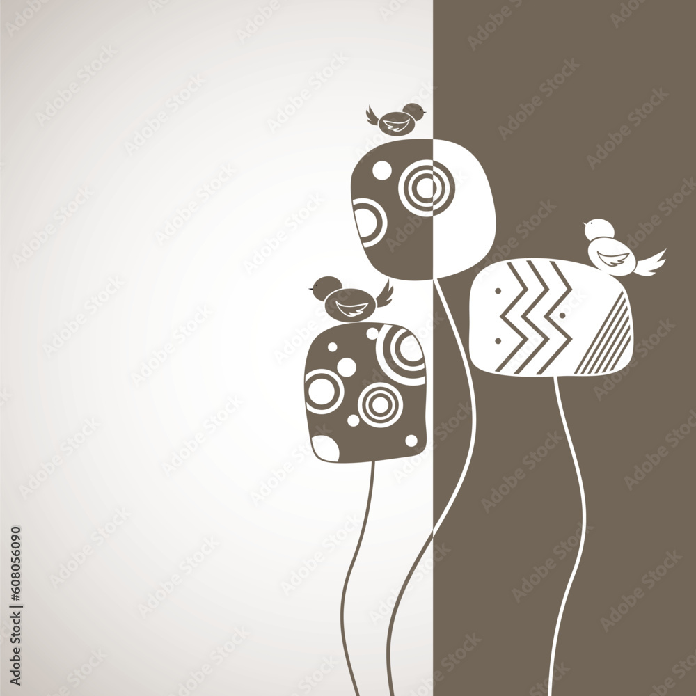 Poster card design with stylized trees and text. vector illustration card design with stylized trees and te