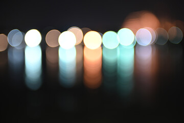 Abstract background of bokeh light at city night