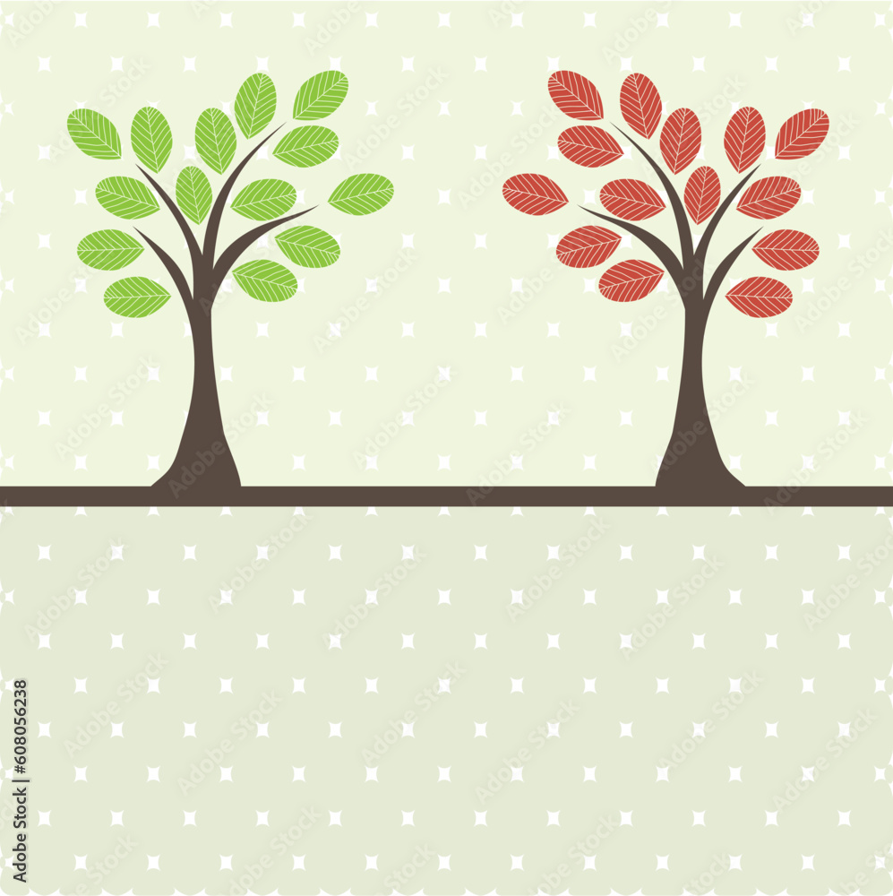 Poster card design with stylized trees and text. vector illustration card design with stylized trees and te