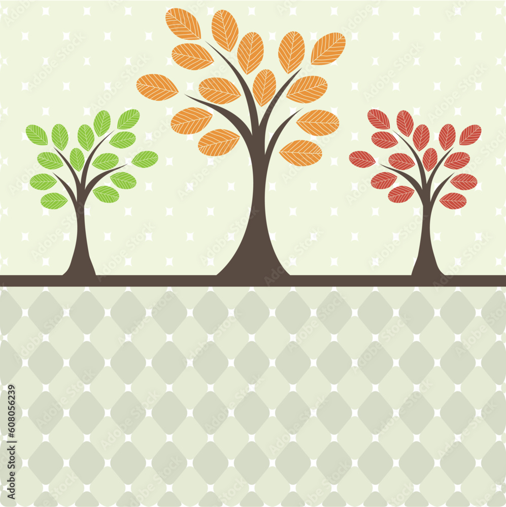 Poster card design with stylized trees and text. vector illustration card design with stylized trees and te