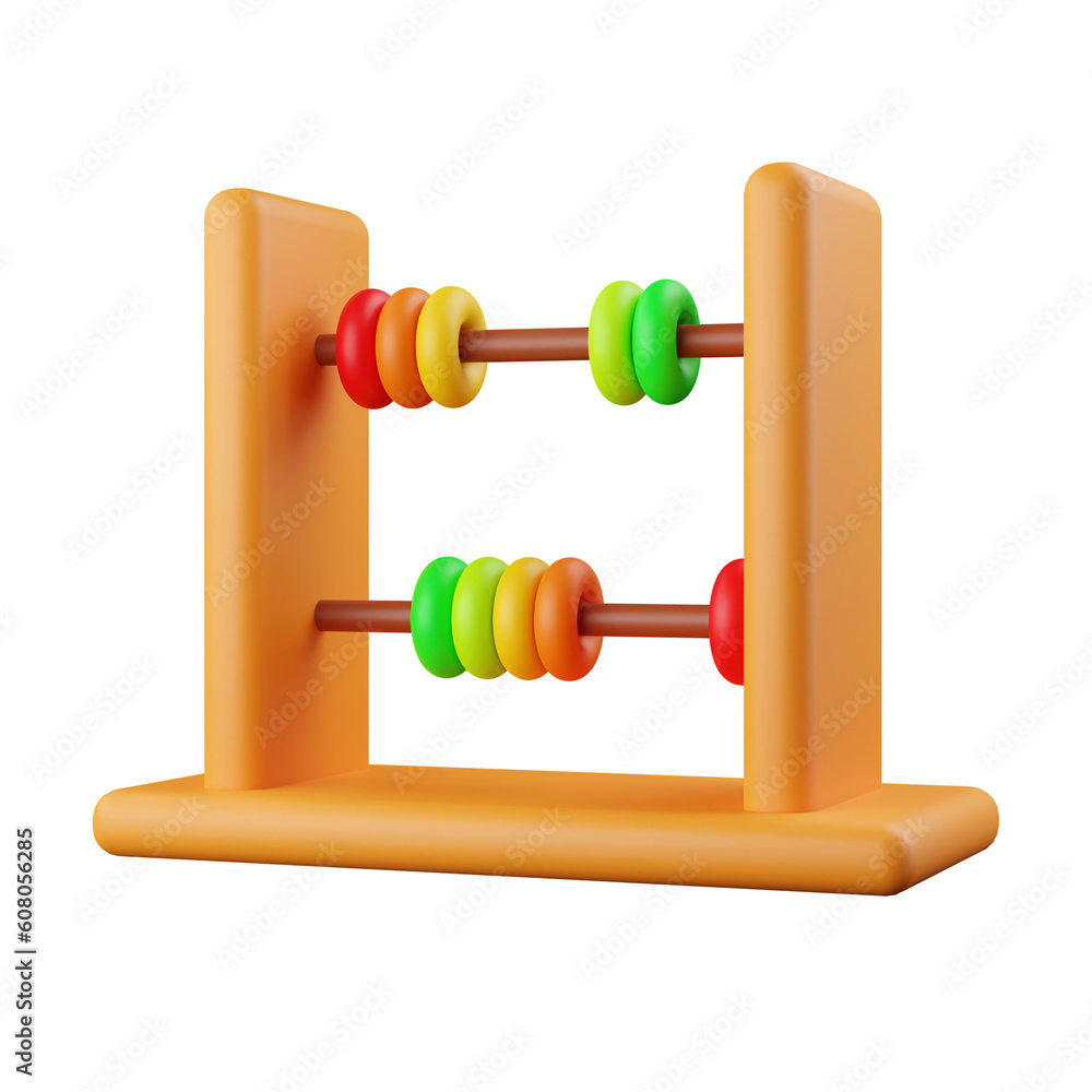 Poster 3d abacus .arithmetic game learn counting number concept. finance education. isolated on background,