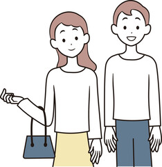 旅行中の日本人夫婦のイラスト素材